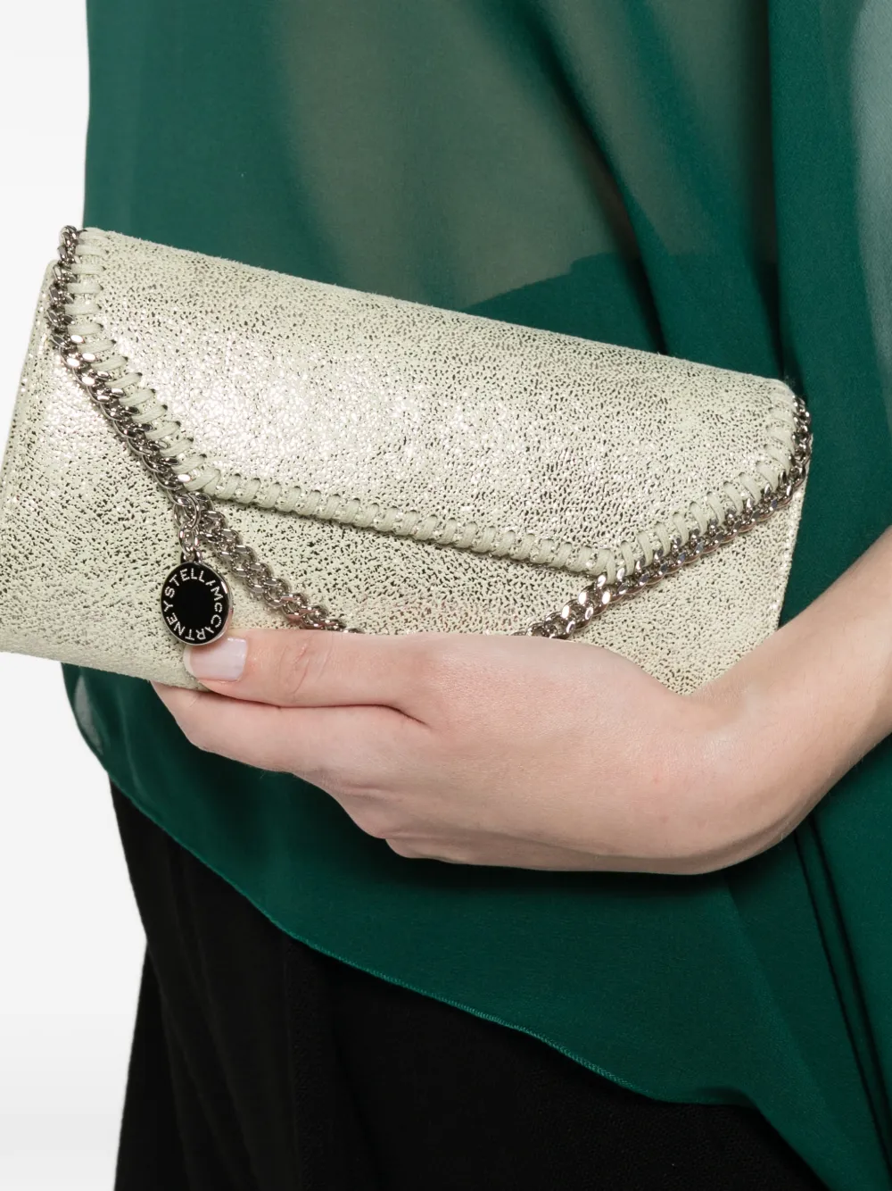  Stella Mccartney Falabella Logo-charm Clutch Bag - Neutrals 