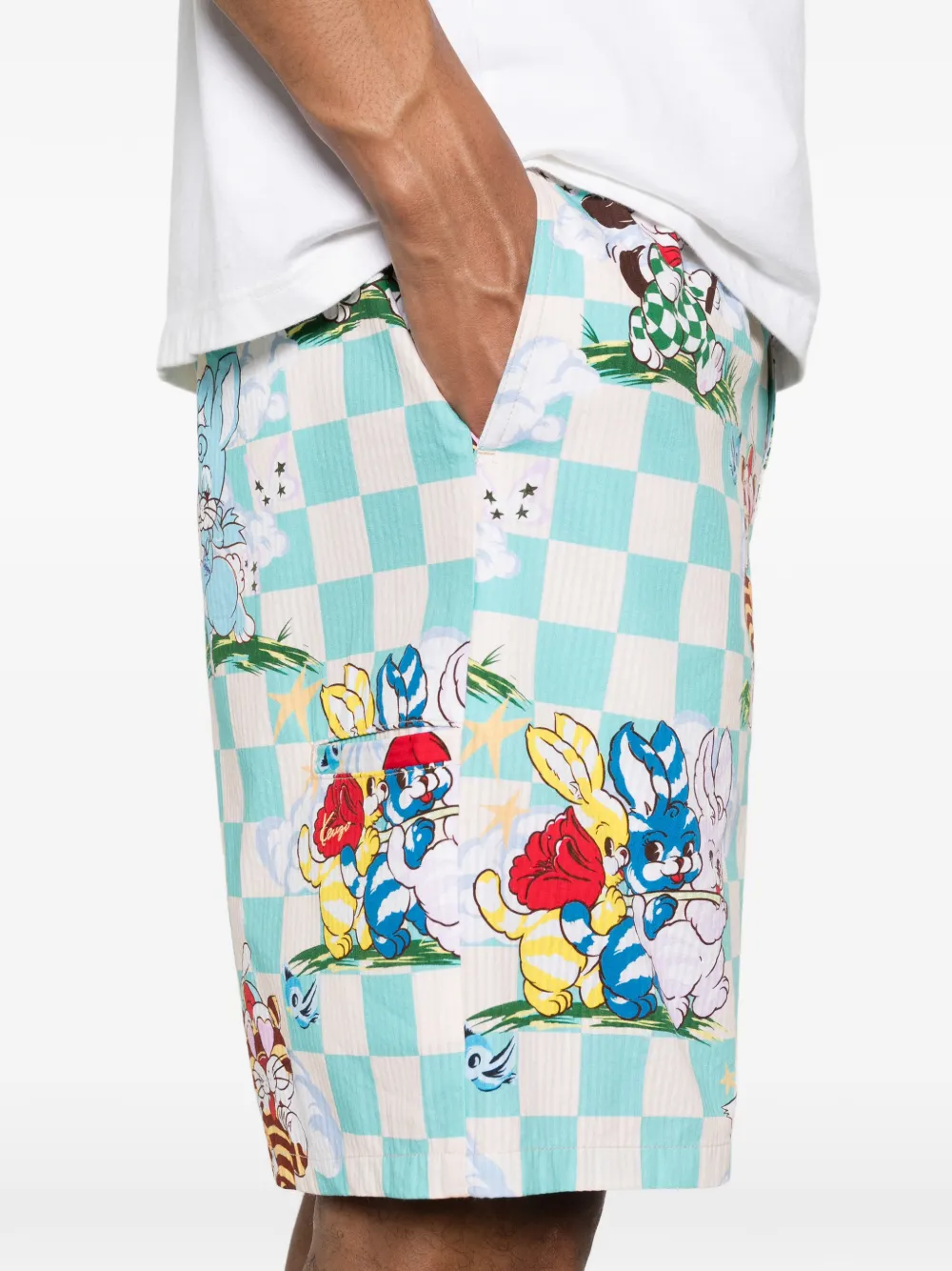 Kenzo Cartoon elastische shorts Blauw