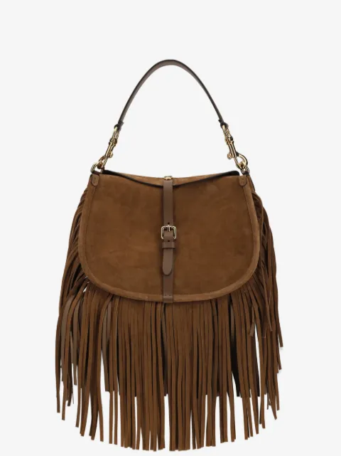 ETRO Bolsa Pony média de camurça com franjas