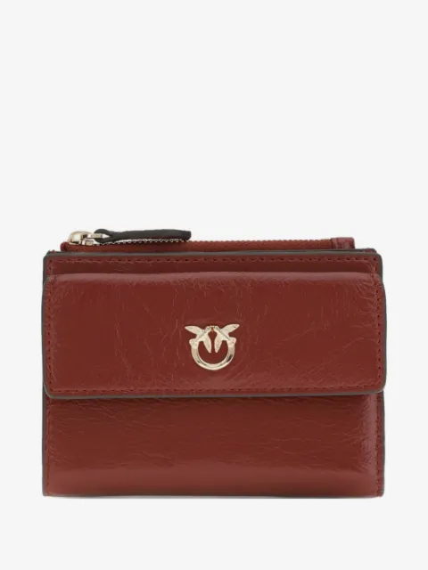 PINKO compact small wallet in shiny leather with logo