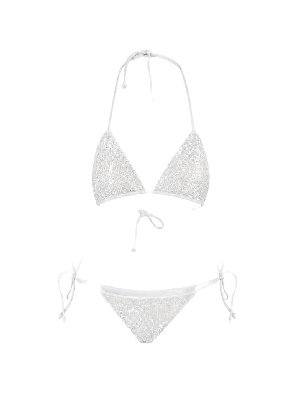 P.A.R.O.S.H. sequin-embellished tie-fastening bikini - Bianco
