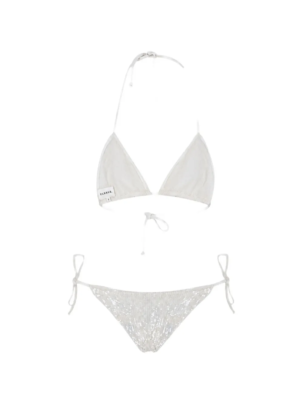 P.A.R.O.S.H. Bikini verfraaid met pailletten en striksluiting Wit