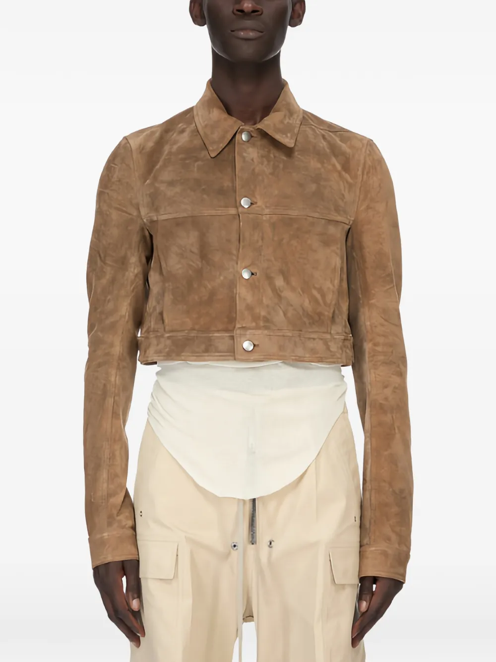 Rick Owens cropped worker jacket - Braun