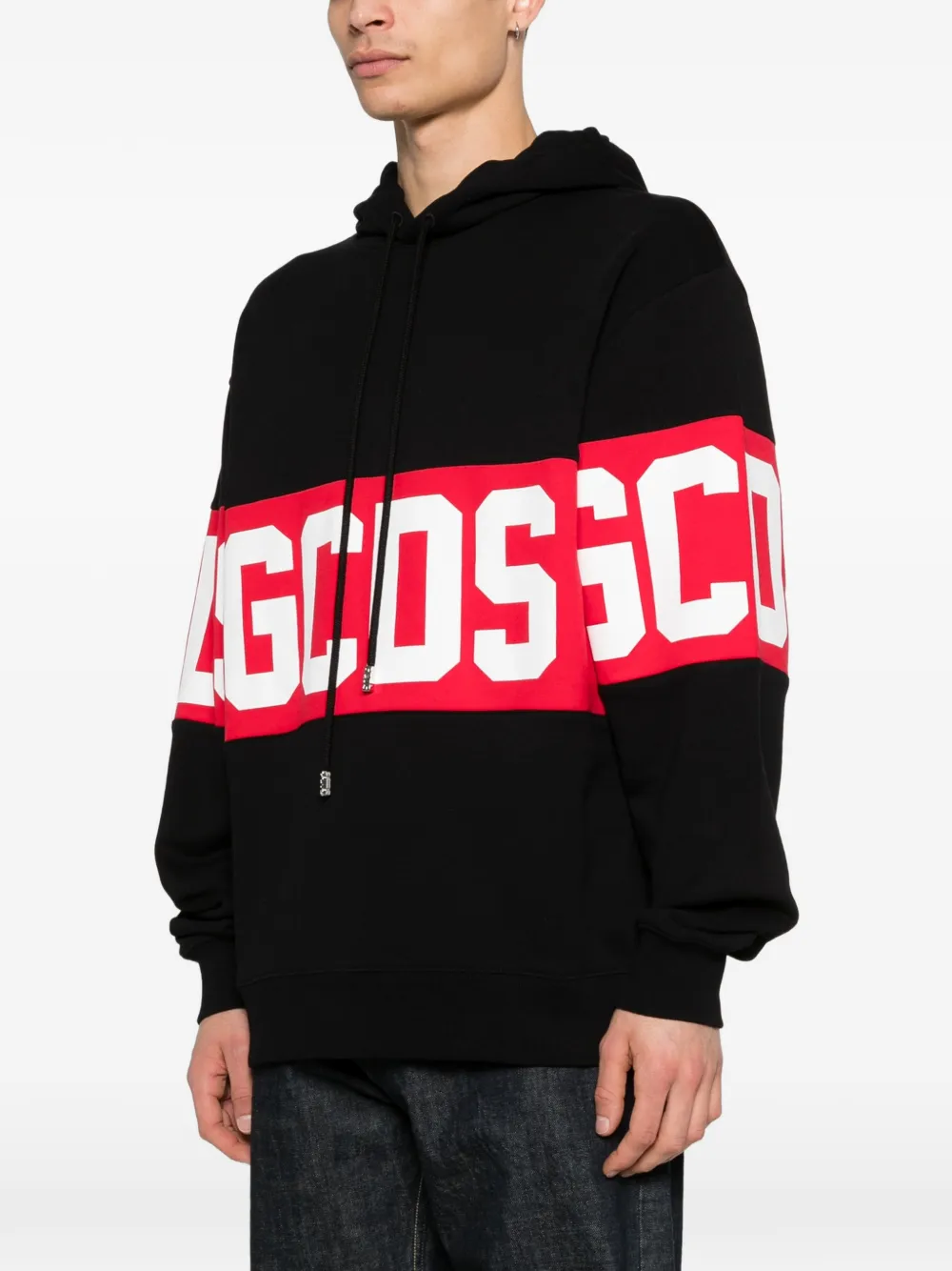 GCDS Hoodie met logostreep Zwart