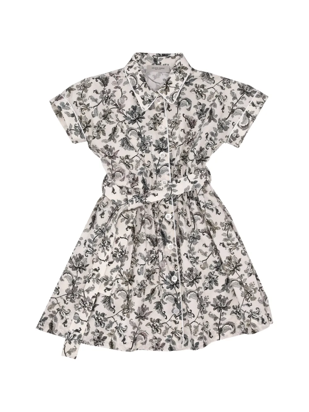 Golden Goose Kids edge piping floral print dress - Bianco