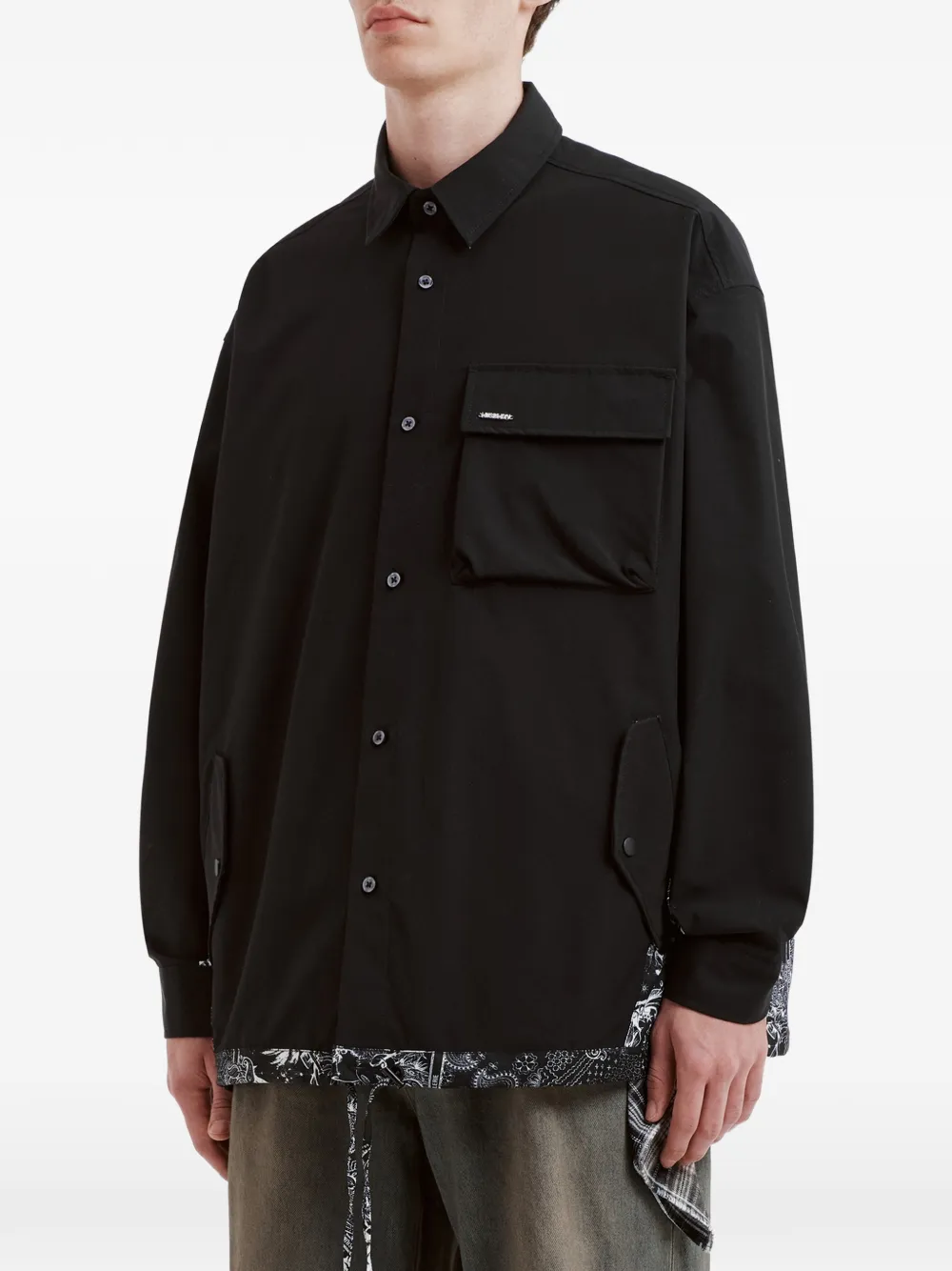  Musium Div. Paisley Panel Pocket Shirt - Black 