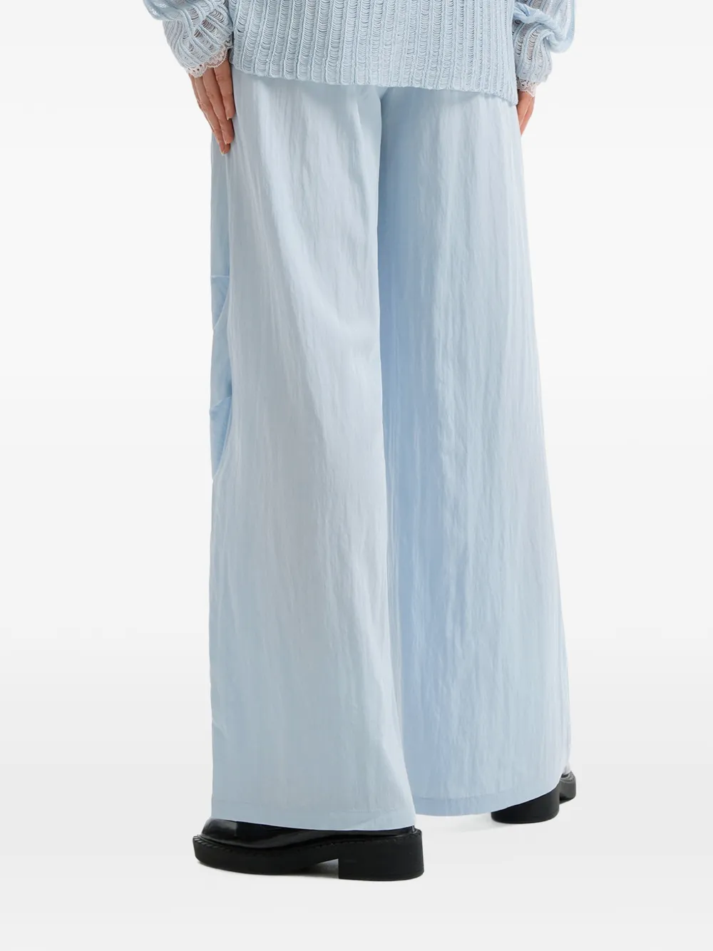b+ab Geplooide broek met wijde pijpen Blauw