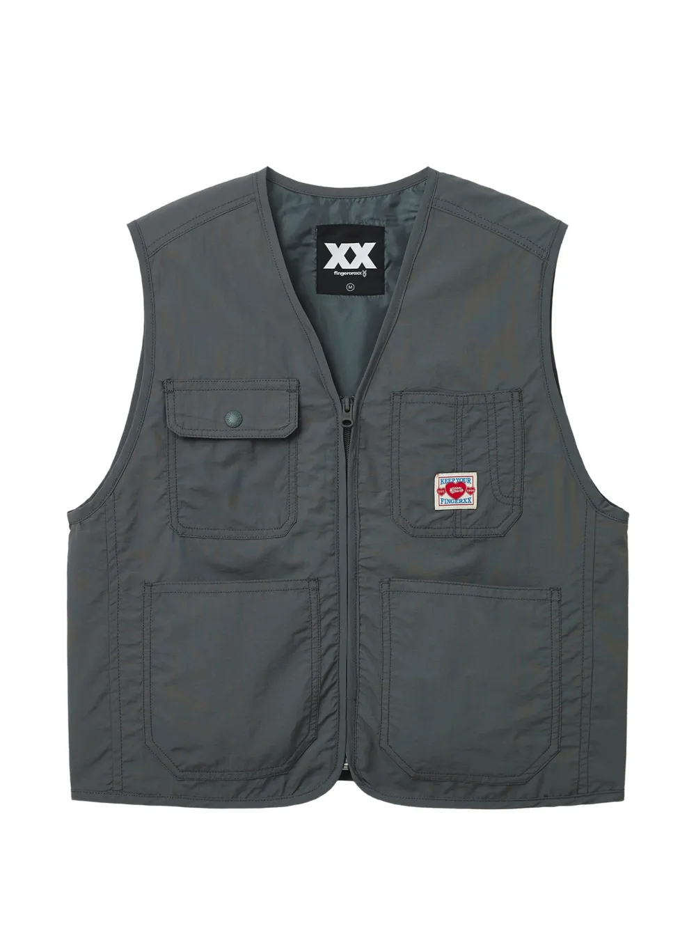 FINGERCROXX front-pockets logo-patch vest - Green