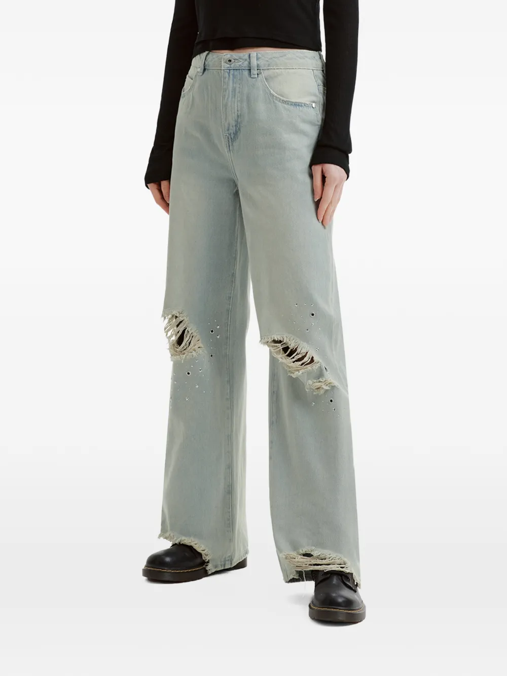  Musium Div. Ripped Wide-leg Jeans - Blue 