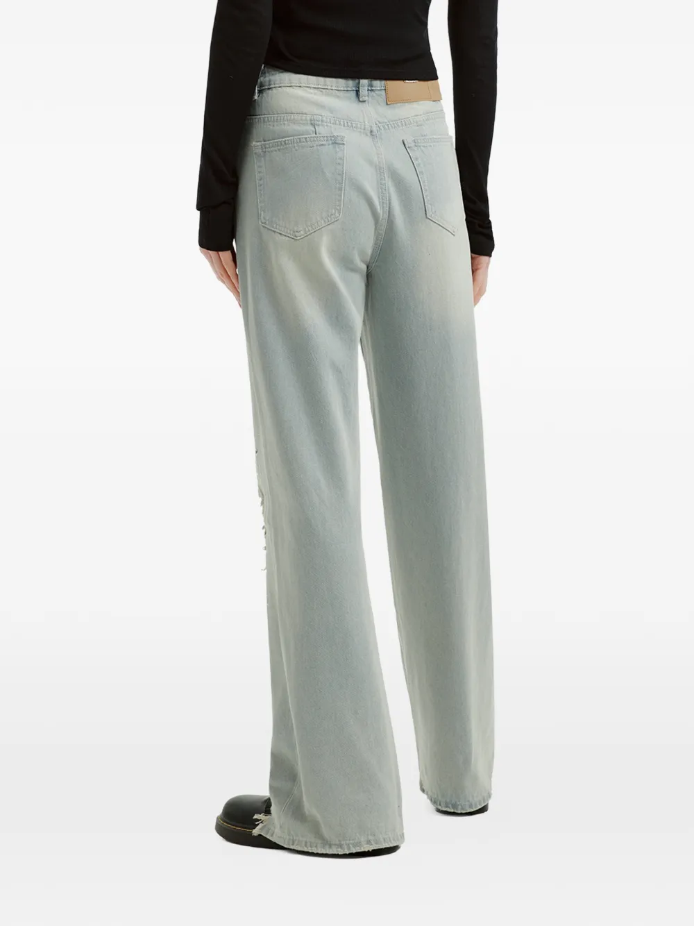 Musium Div. Gerafelde jeans met wijde pijpen Blauw