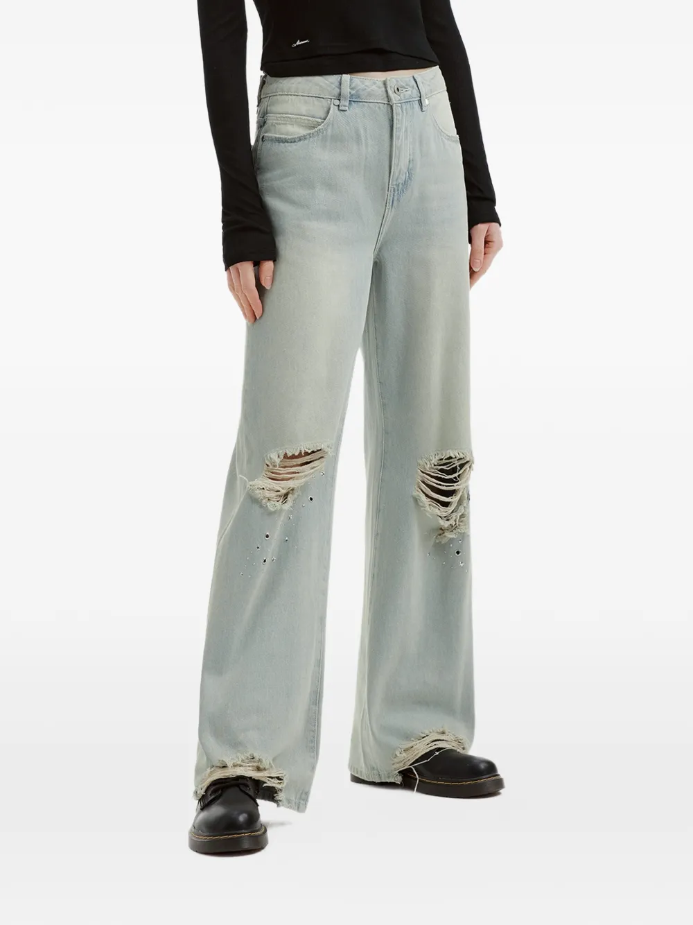  Musium Div. Ripped Wide-leg Jeans - Blue 