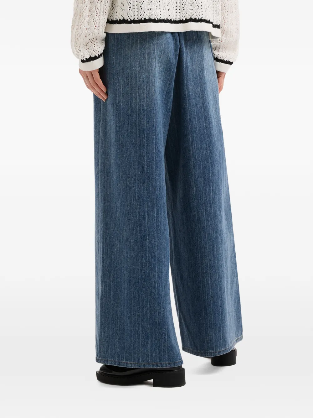 b+ab Broek met trekkoordsluiting en krijtstreep Blauw
