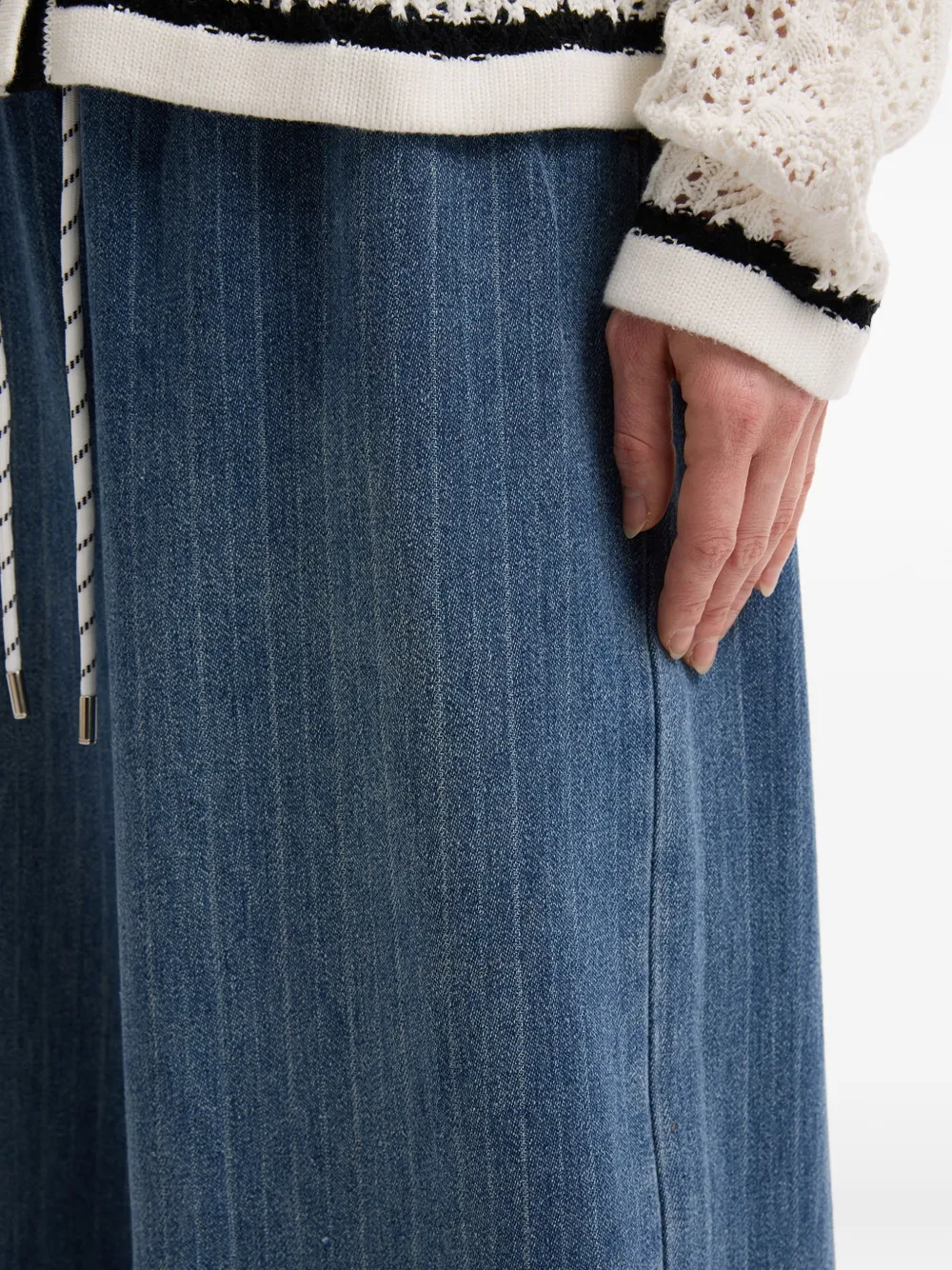 b+ab Broek met trekkoordsluiting en krijtstreep Blauw