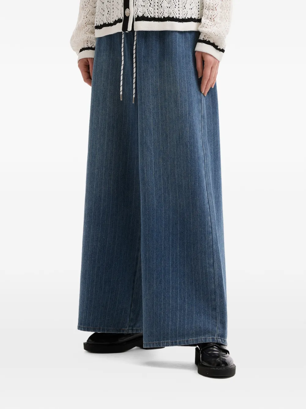  B+ab Drawstring-fastening Pinstripe Trousers - Blue 