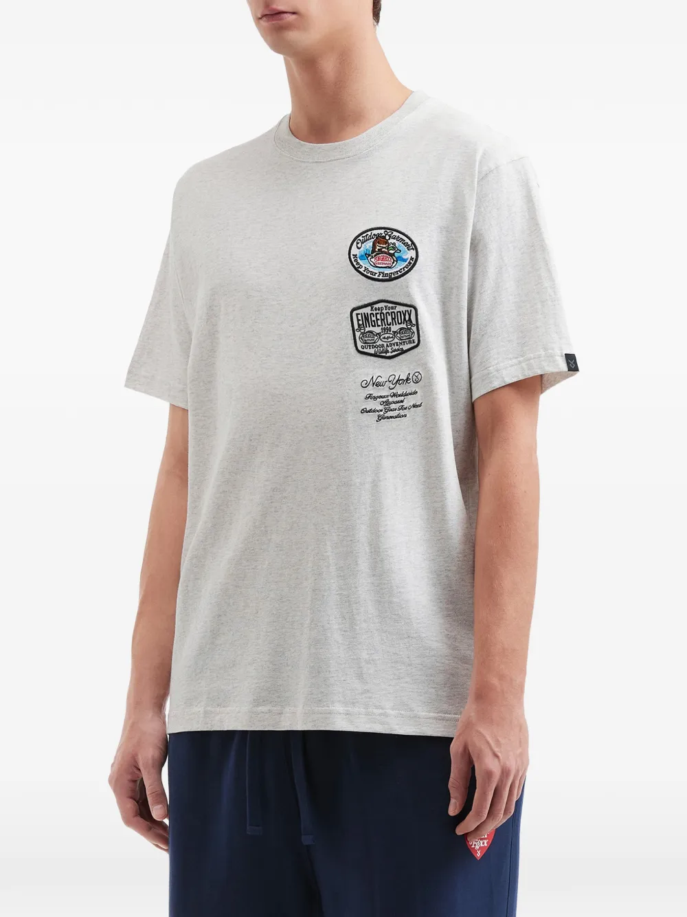 Fingercroxx Patch-appliqué T-shirt - Grey 