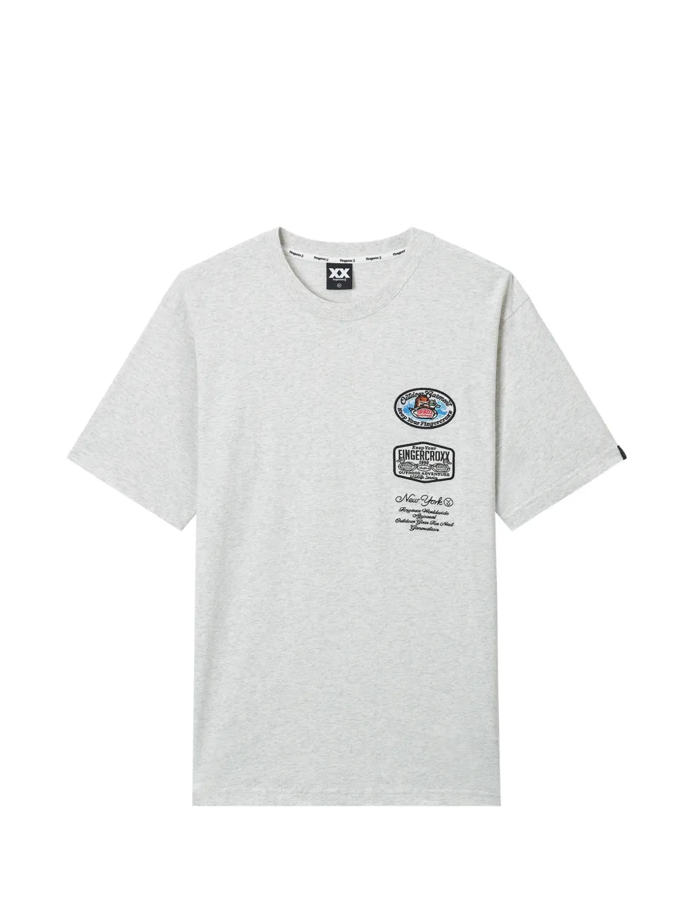 FINGERCROXX T-Shirt mit Patches - Grau