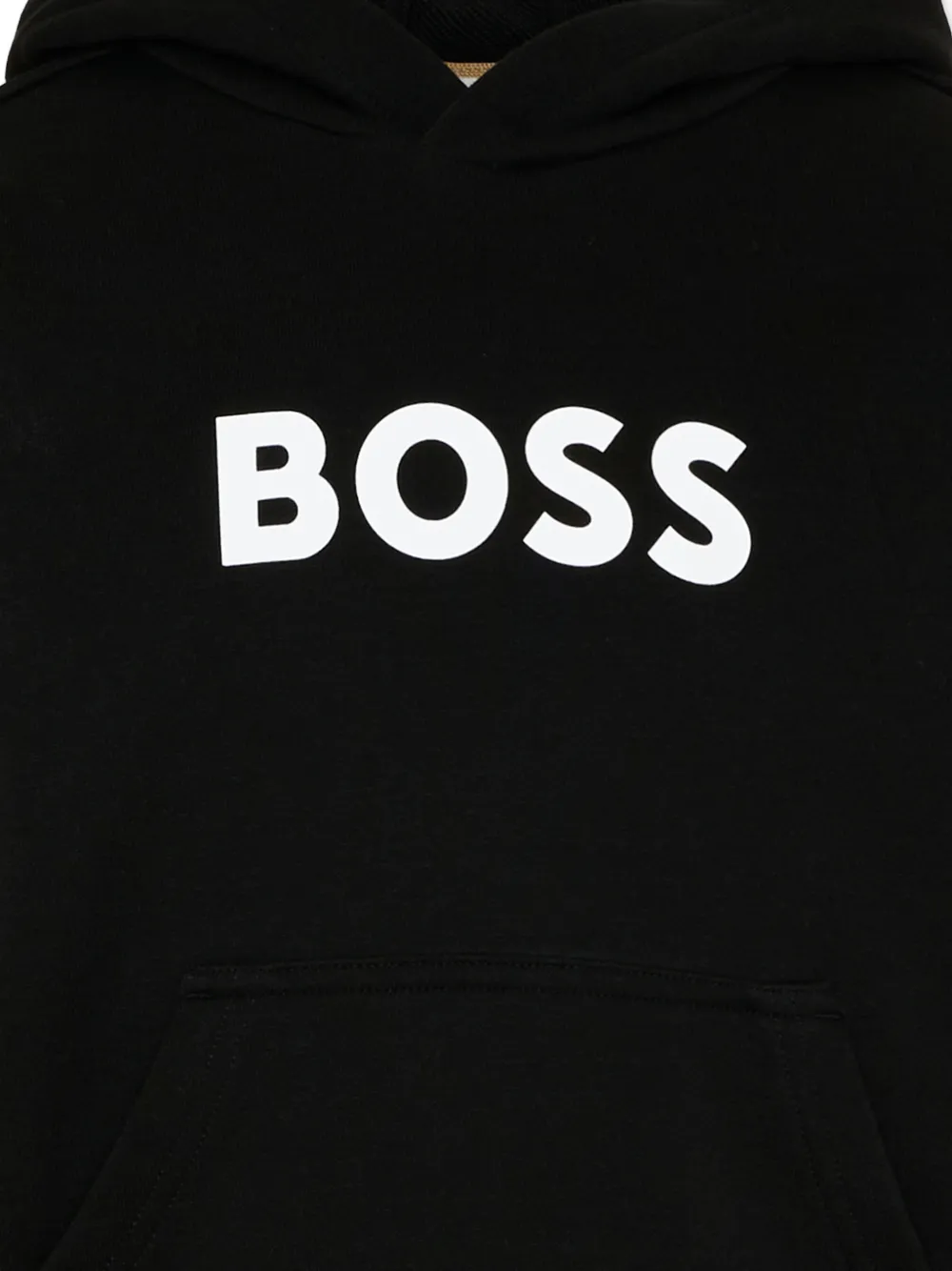 BOSS Kidswear Hoodie met logodetail Zwart