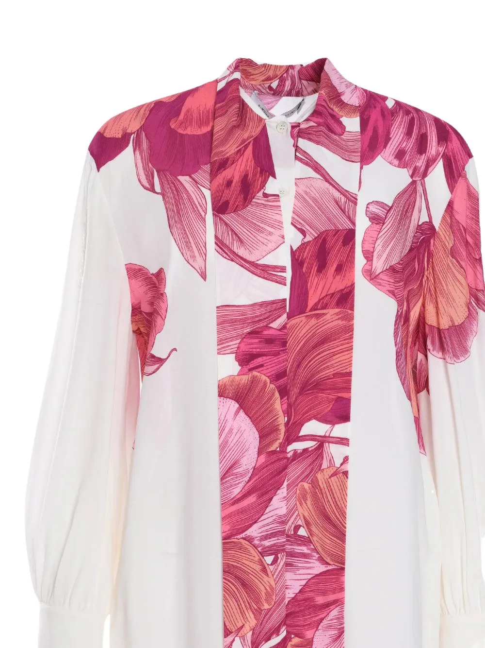SIMONA CORSELLINI Gestrikte blouse met bloemenprint Wit