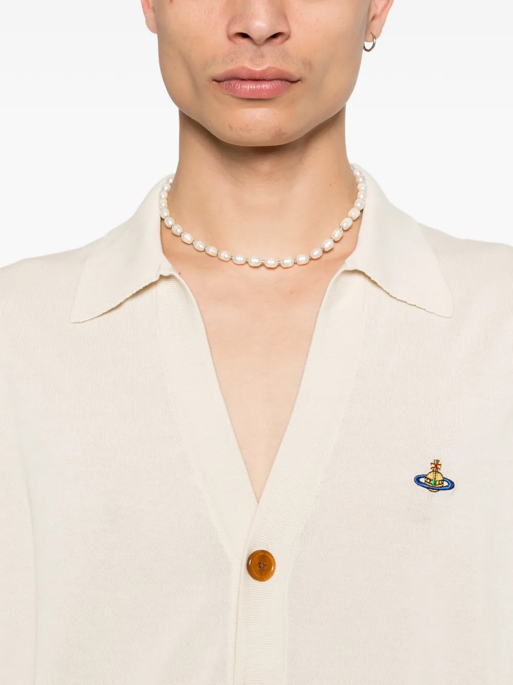 Vivienne Westwood Polotrui met knoopsluiting en geborduurd logo Beige