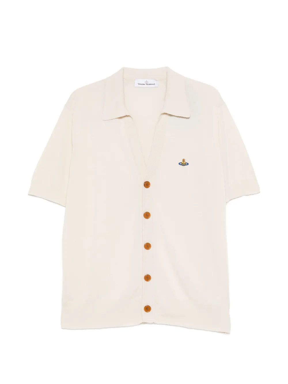 Vivienne Westwood button-fastening logo-embroidered polo cardigan - Toni neutri