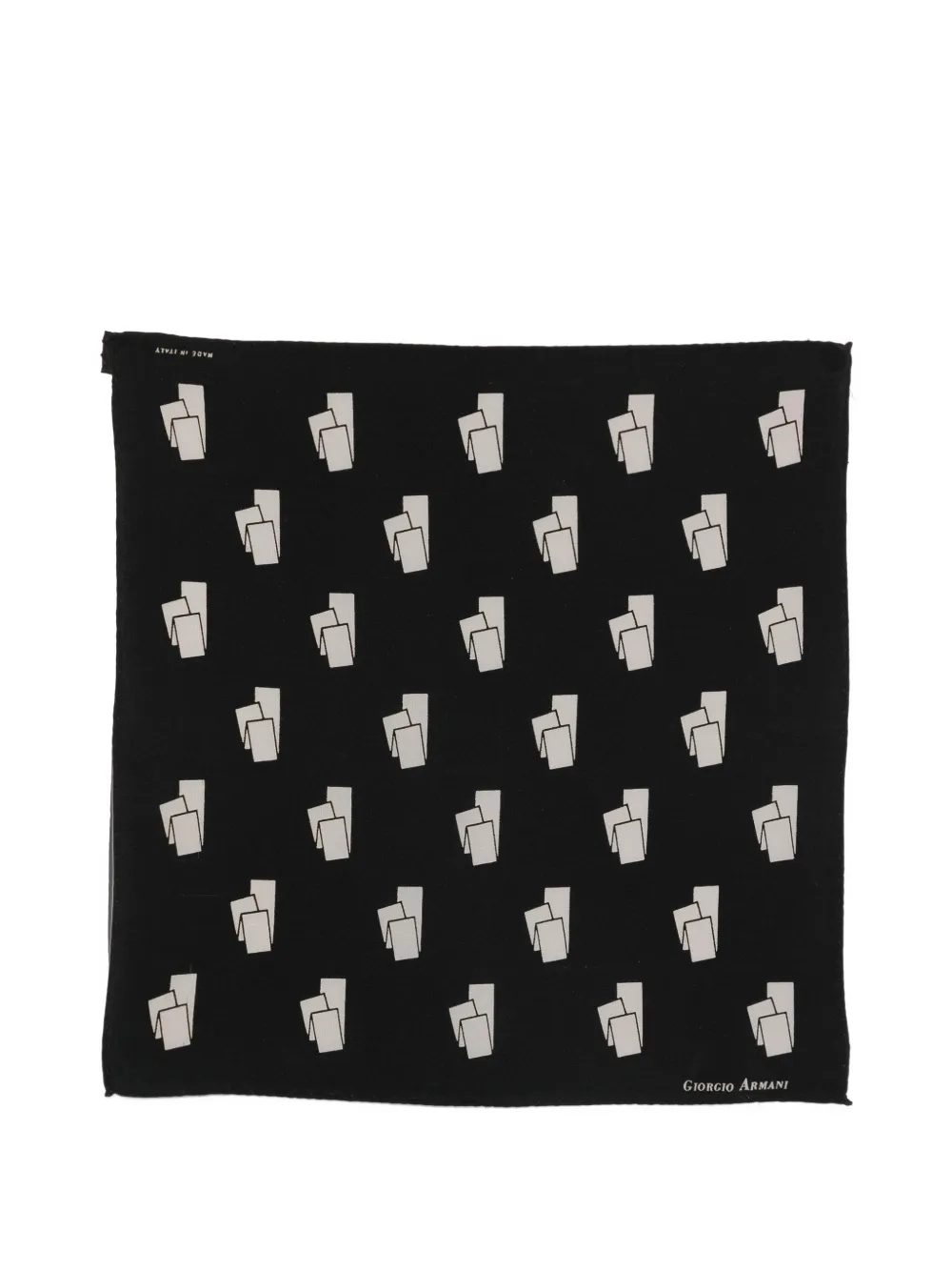 Pre-owned Giorgio Armani 2000s Geometric Silk Handkerchief In Black