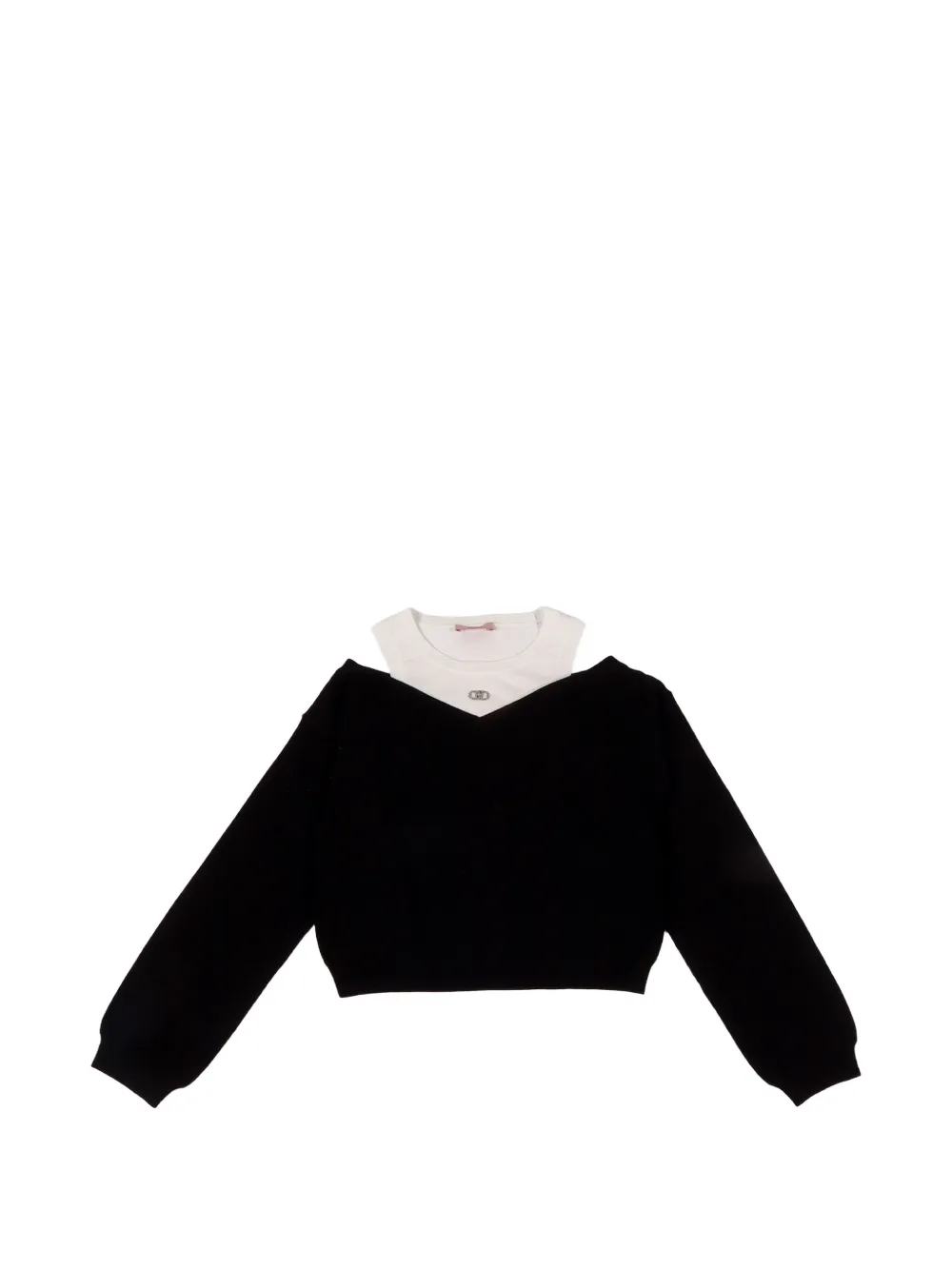 Liu Jo Kids v-neck crop sweater - Nero