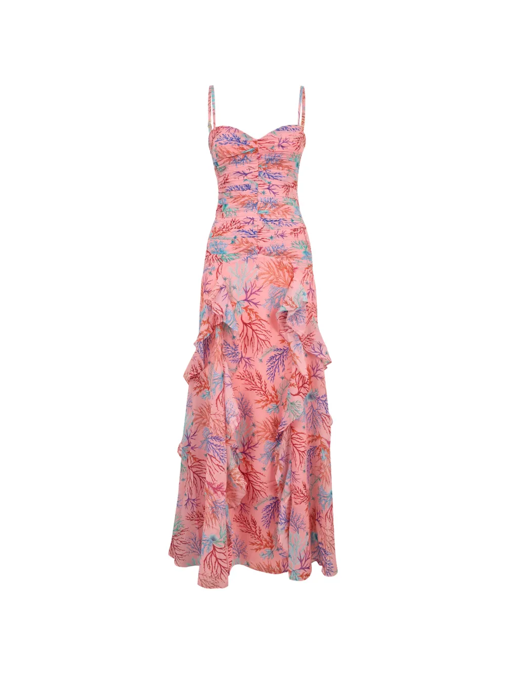 Patbo Ruffled Seaweed Gown Dress In Pink