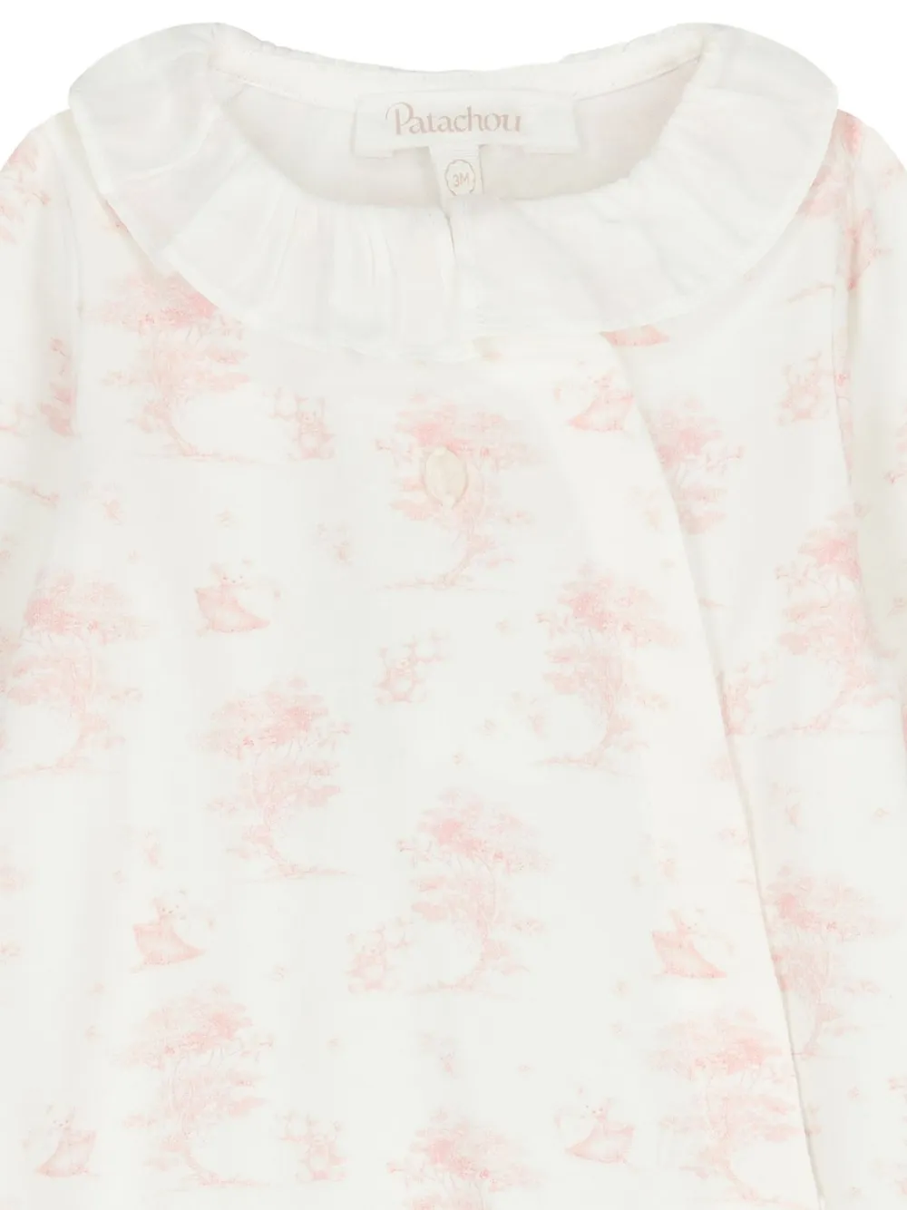 Patachou Romper met beerprint en ruches Wit