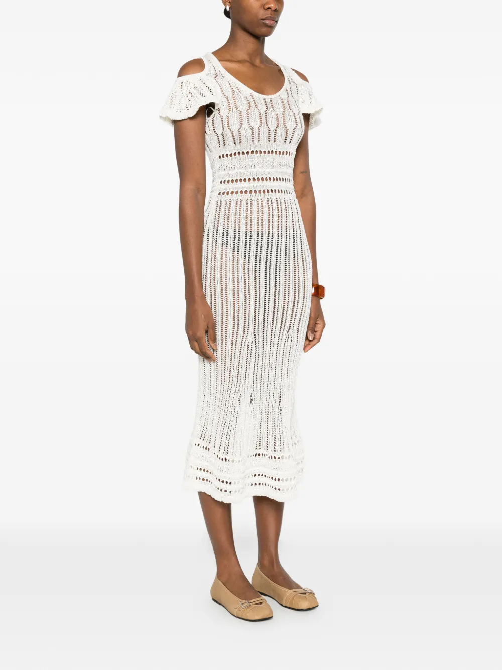 JW Anderson Gehaakte jurk met ruches Wit