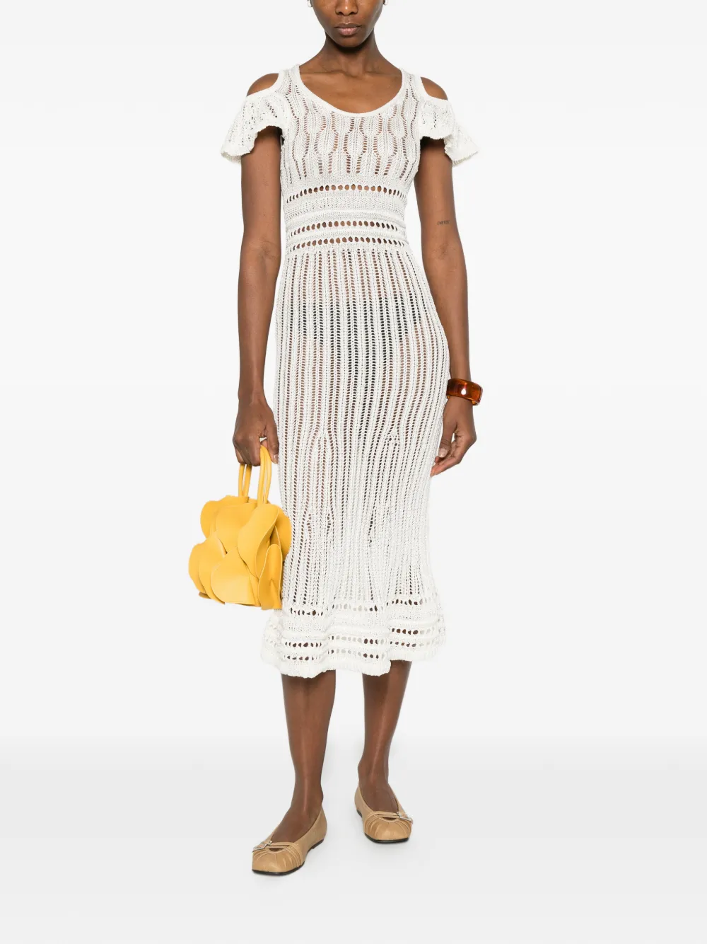 JW Anderson Gehaakte jurk met ruches Wit