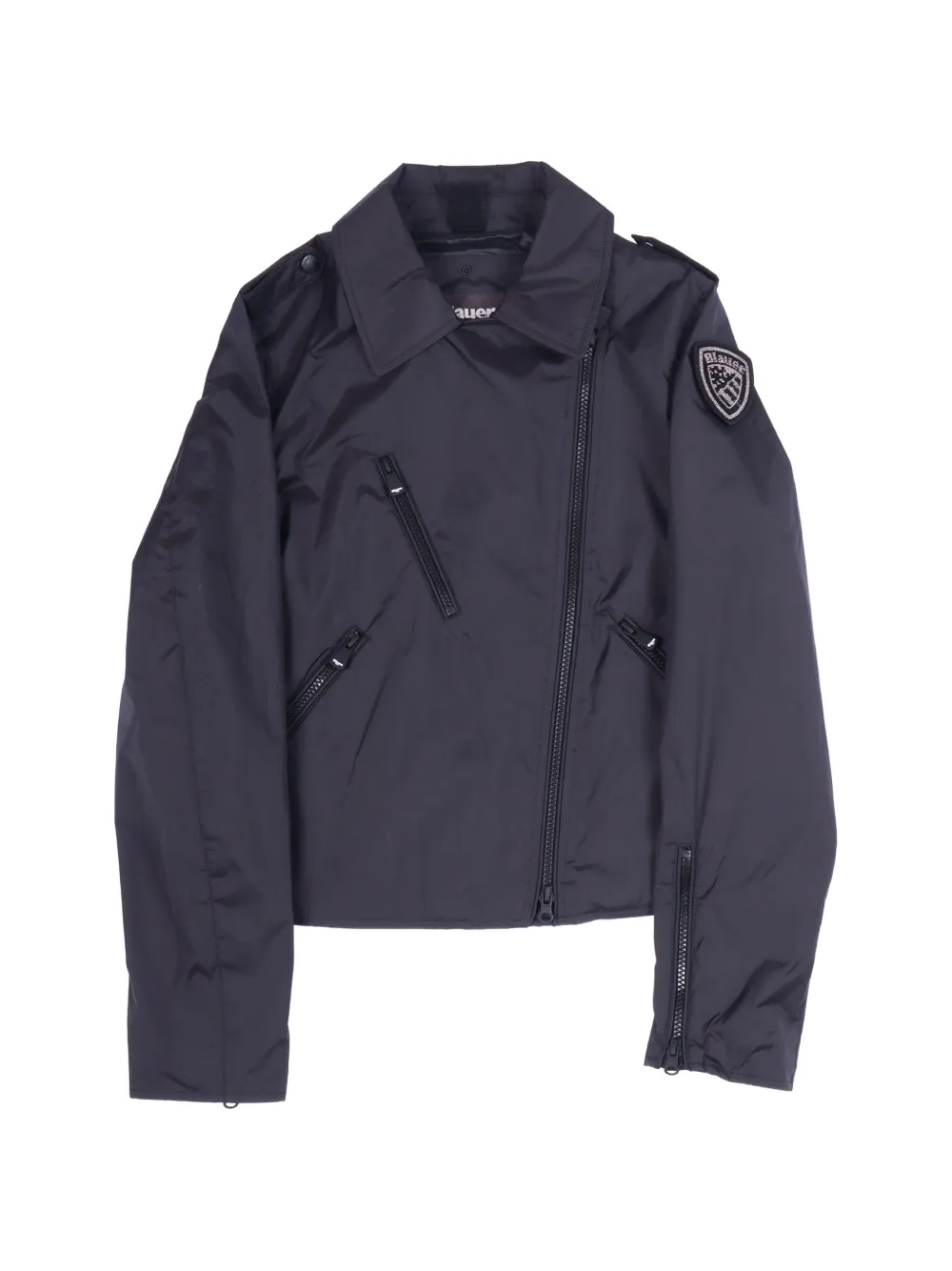 Blauer Zamora logo-patch biker jacket - Nero