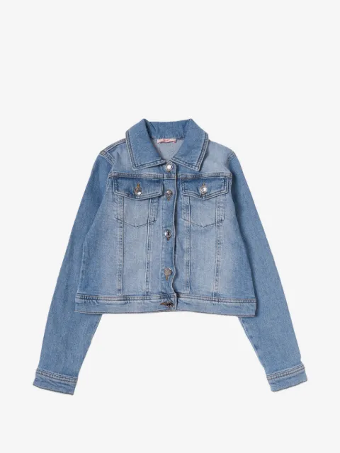 Liu Jo Kids chamarra de mezclilla con aplique floral