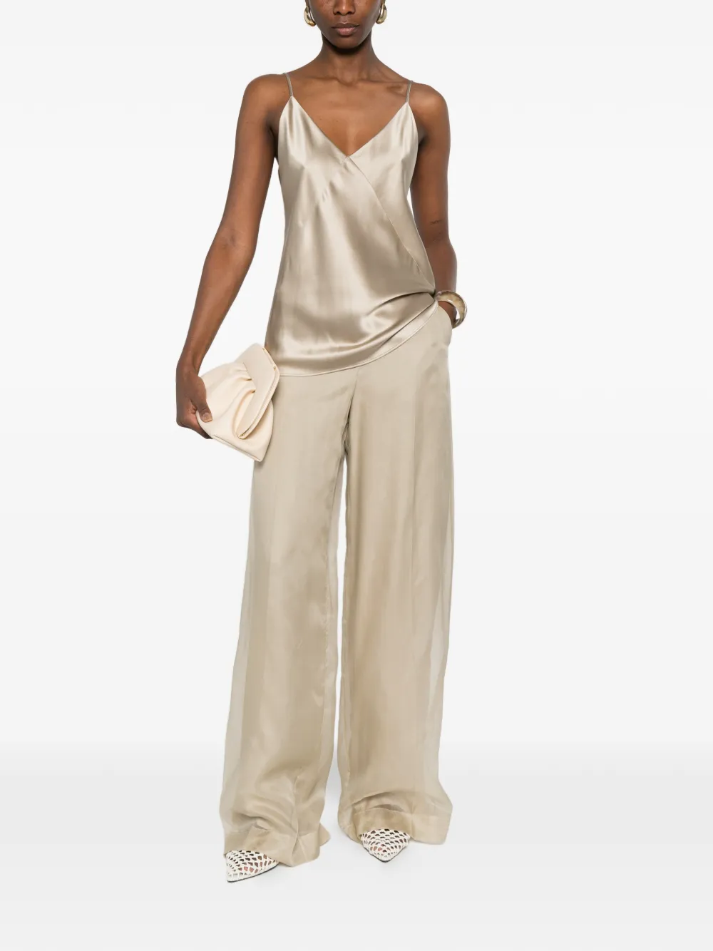 Max Mara Mxeolivi broek met wijde pijpen Beige