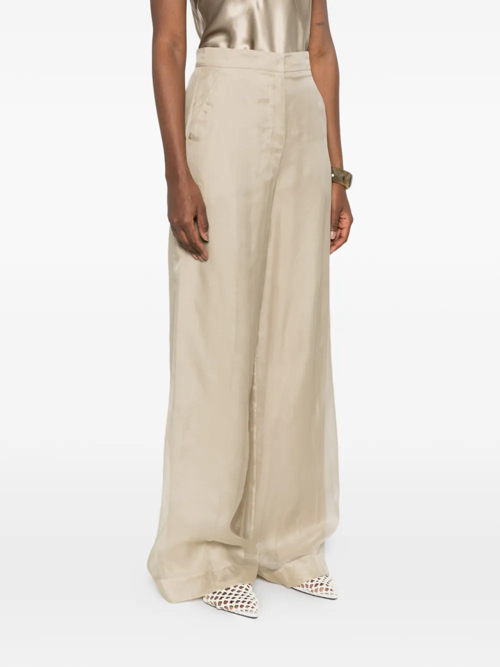 Max Mara Mxeolivi broek met wijde pijpen Beige