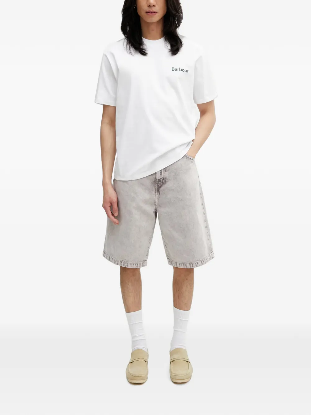 Barbour T-shirt met logoprint Wit