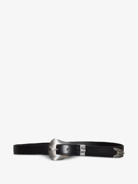 Kate Cate engraved-buckle leather belt