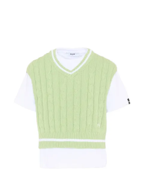 MSGM Kids crew-neck cable-knit T-shirt