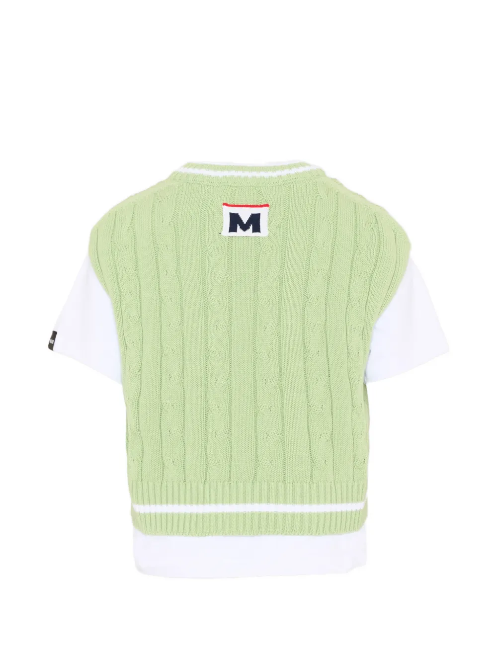 MSGM Kids Kabelgebreid T-shirt met ronde hals Groen