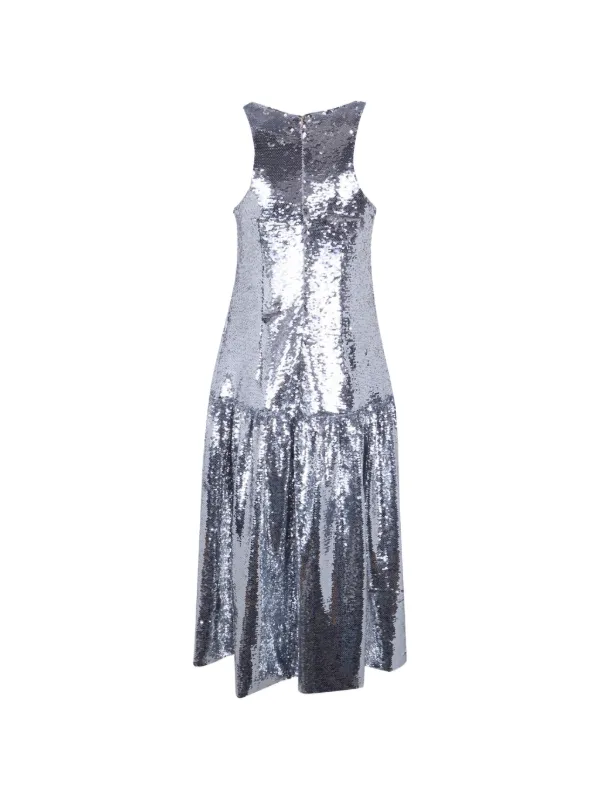 simone rocha silver dress Simone Rocha Sequin-embellished Midi Dress