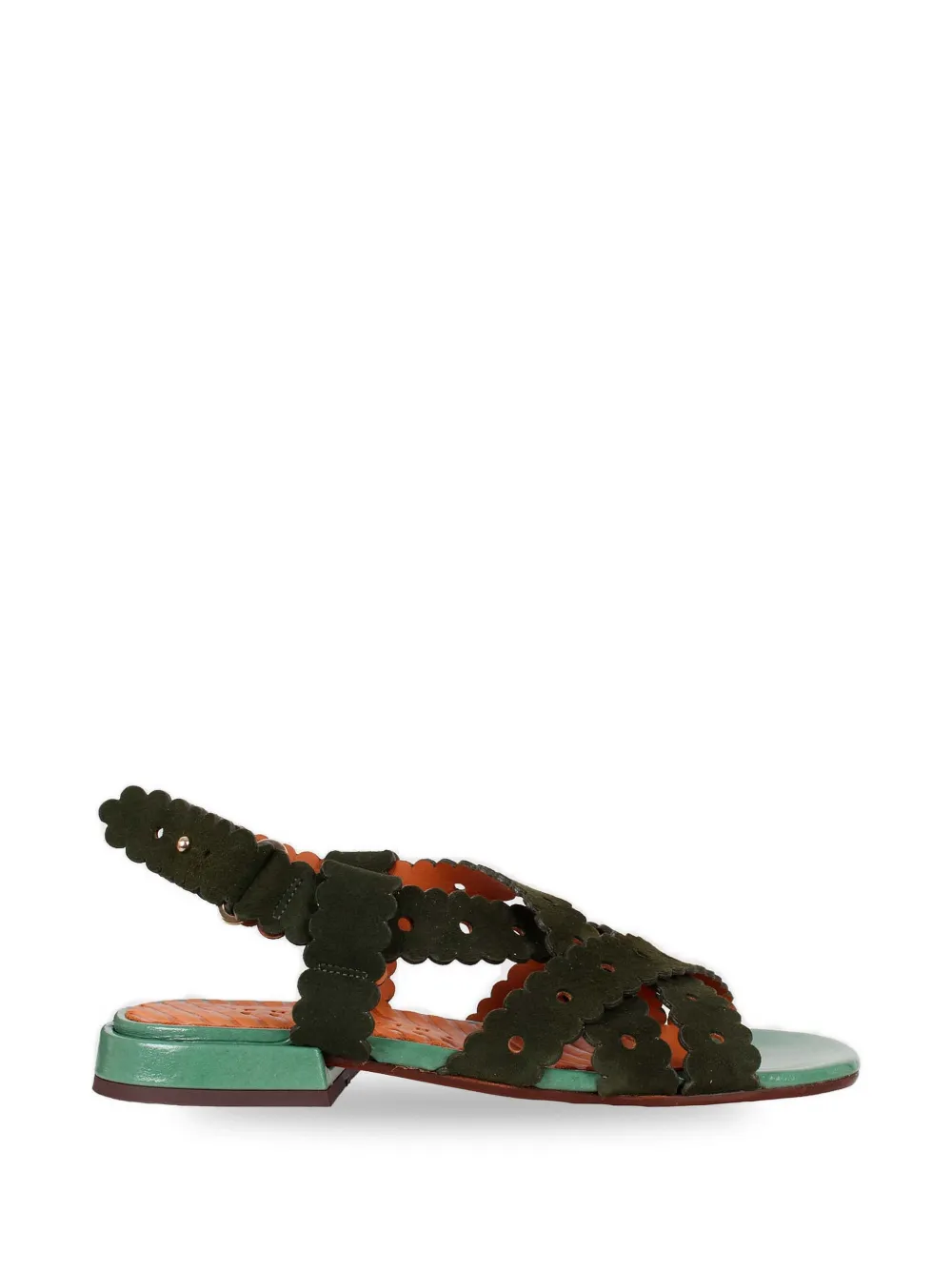 Chie Mihara Tyby braided flat suede sandals Groen
