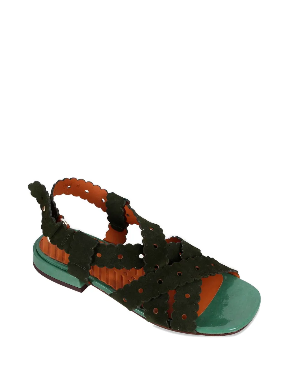 Chie Mihara Tyby braided flat suede sandals Groen