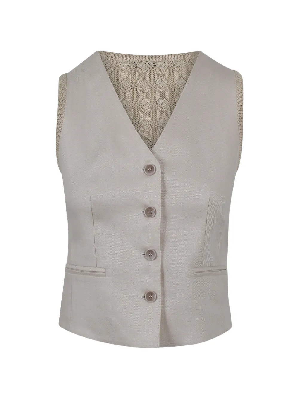Max Mara cable-knit panelled waistcoat - Nude