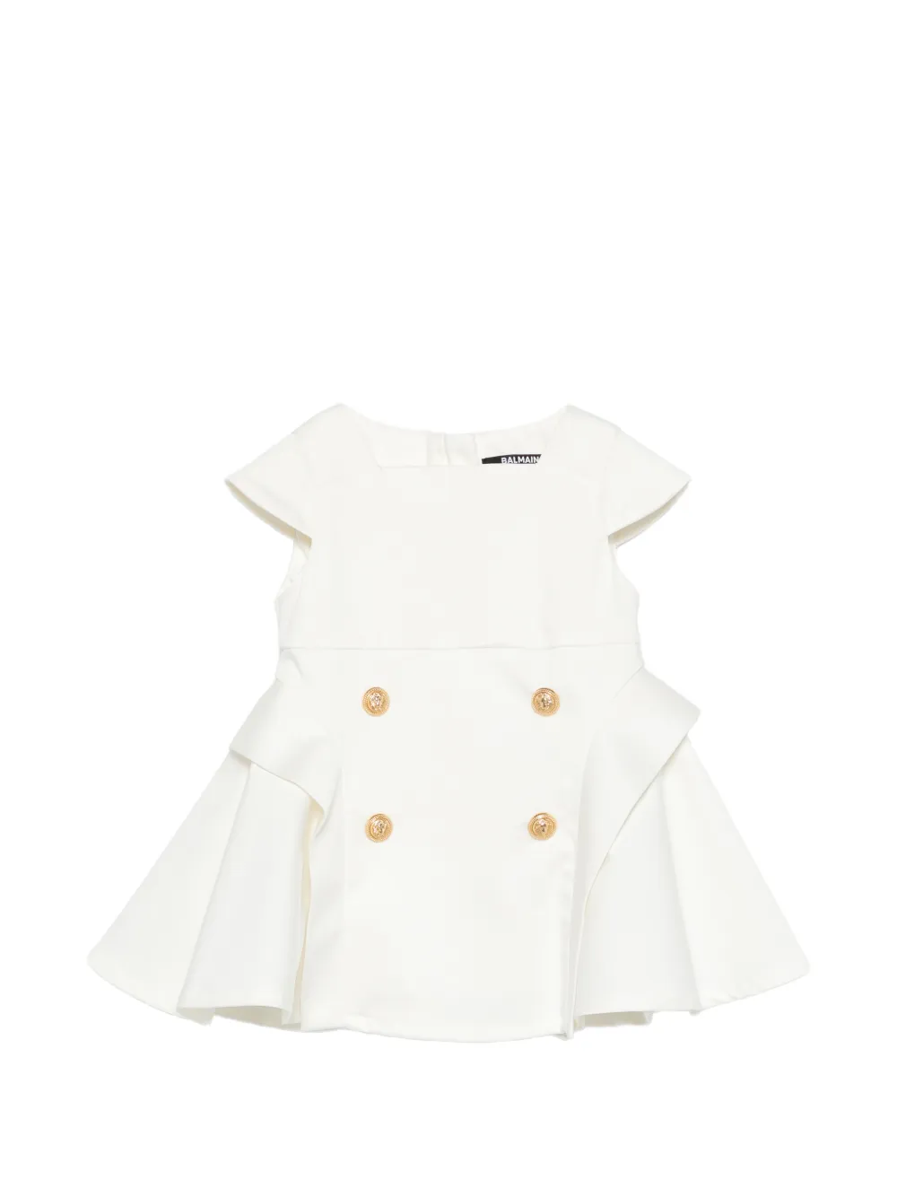 Balmain Kids button ruffled dress set - White