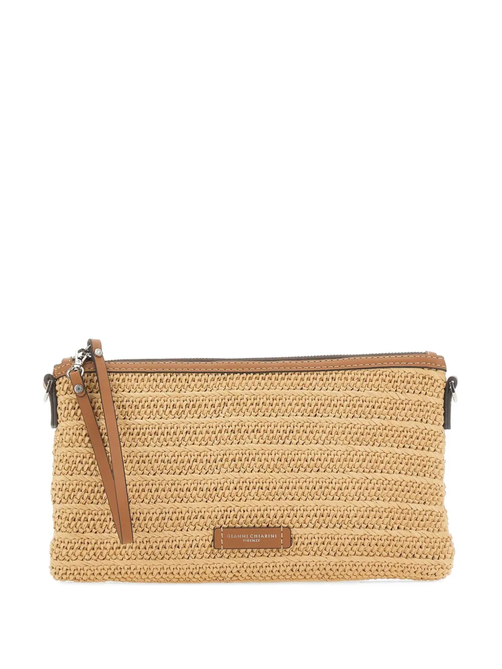 GIANNI CHIARINI medium Marcella woven-straw clutch bag - Toni neutri