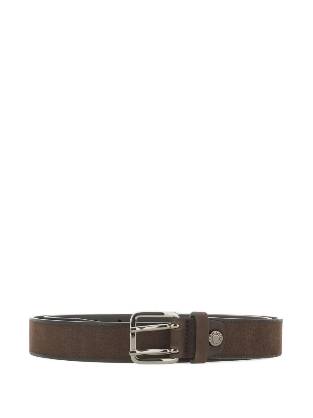 GIANNI CHIARINI pebbled double-prong leather belt - Marrone