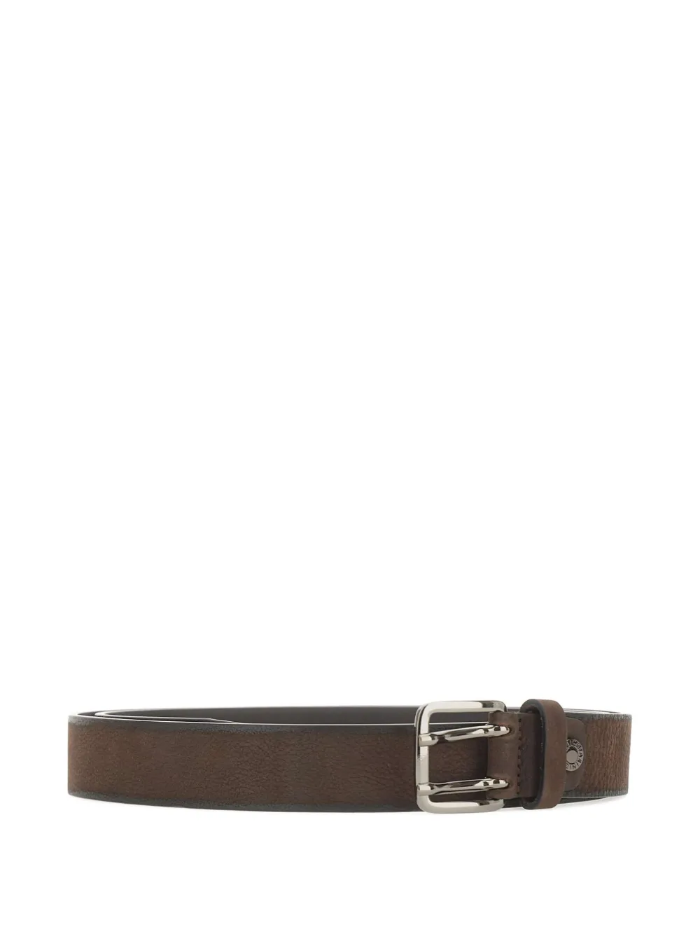  Gianni Chiarini Pebbled Double-prong Leather Belt - Brown 