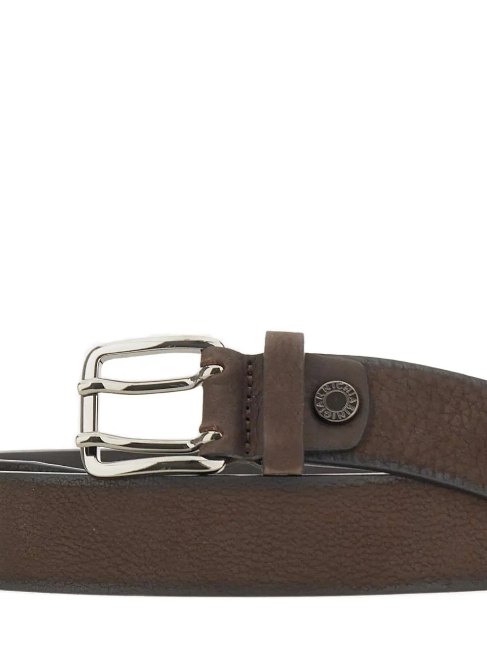  Gianni Chiarini Pebbled Double-prong Leather Belt - Brown 