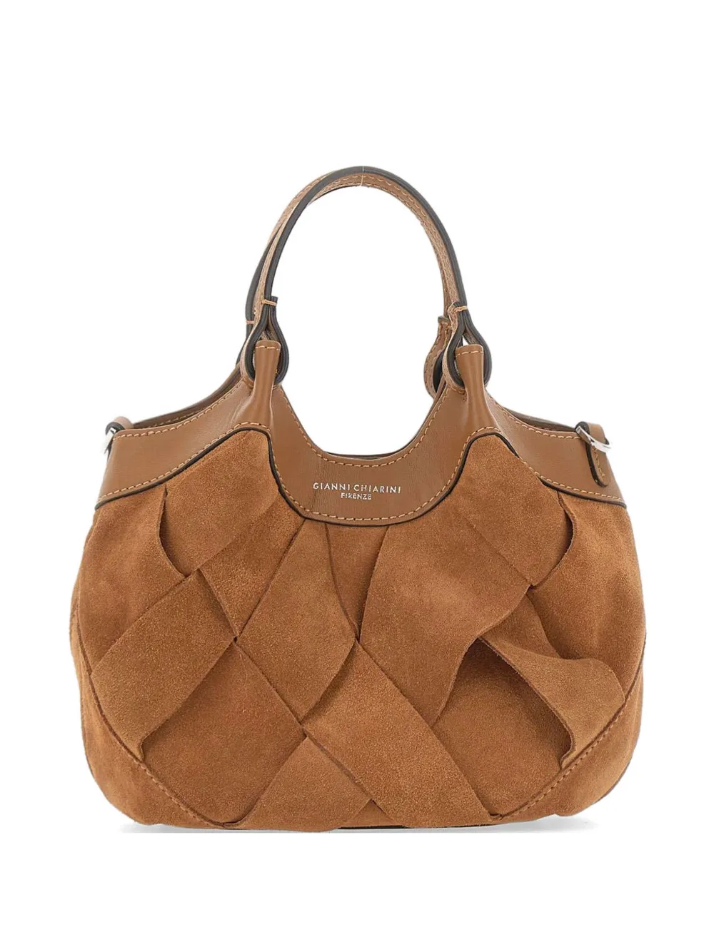 GIANNI CHIARINI Dua geometric woven suede tote bag - Marrone