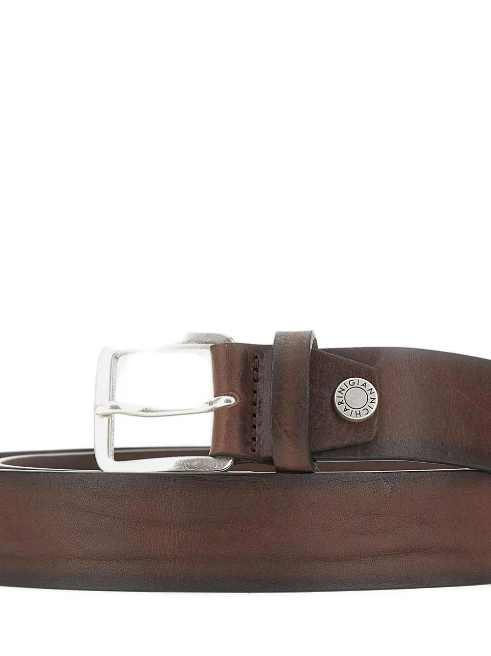  Gianni Chiarini Smooth Buckle Leather Belt - Brown 