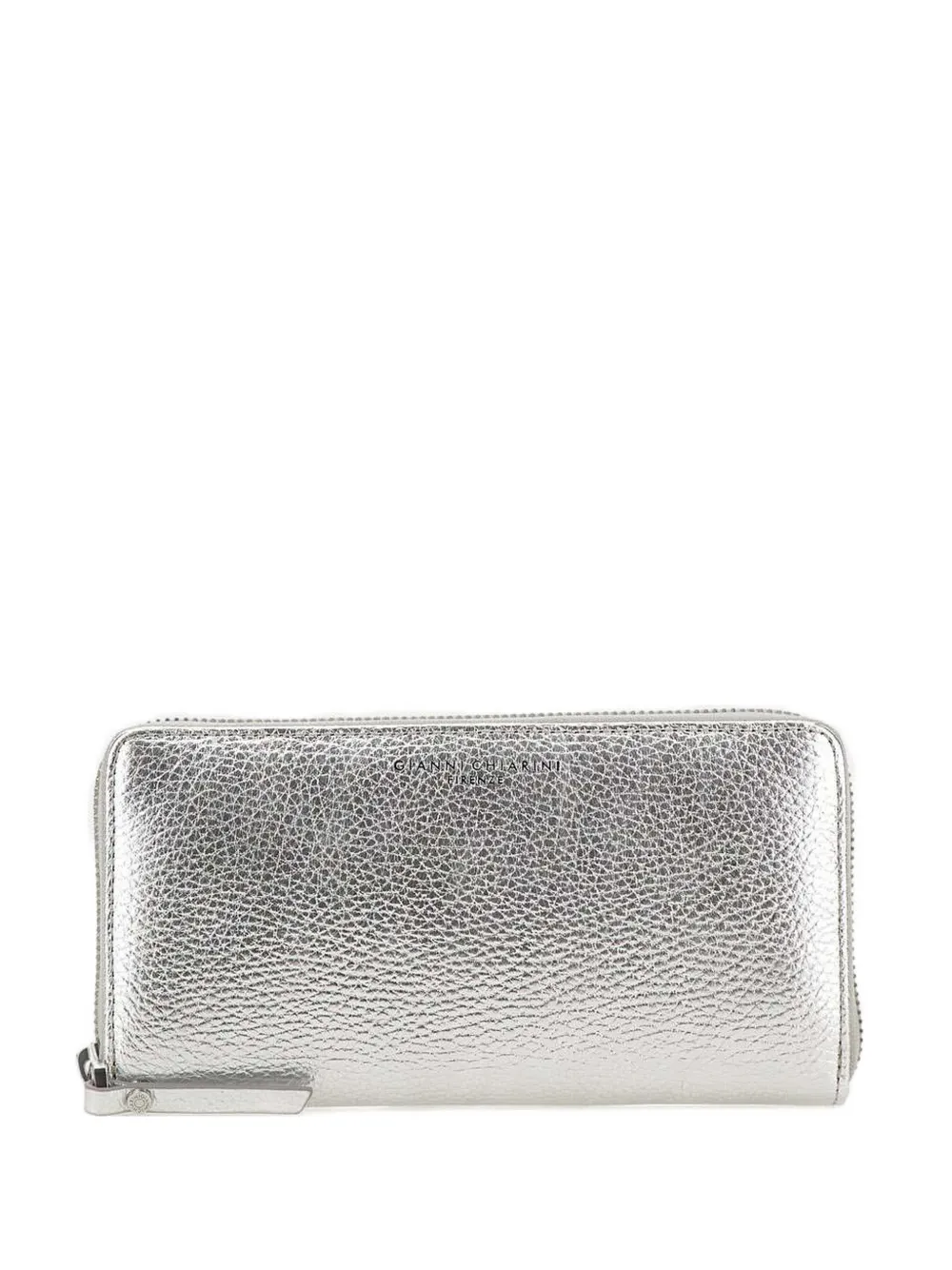 GIANNI CHIARINI pebbled laminated zip wallet - Argento